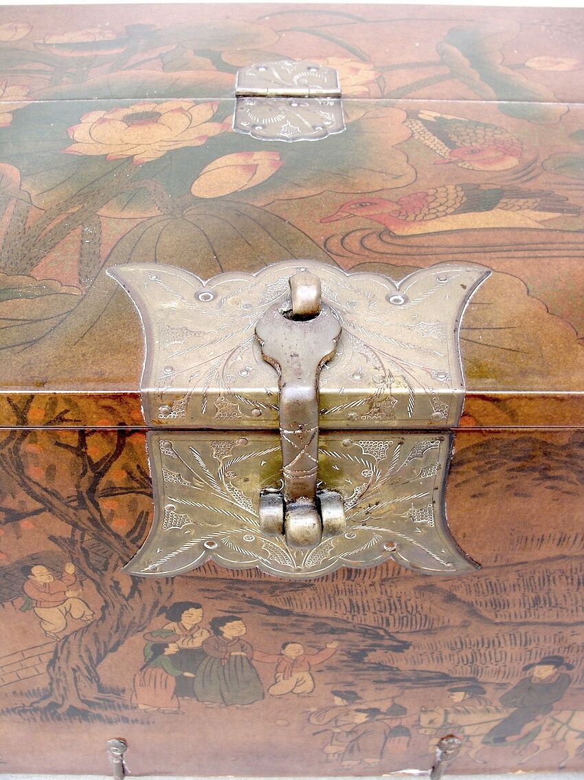 Vintage wood and metal chest