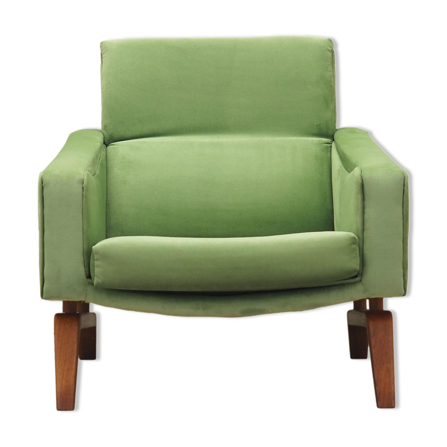 Fauteuil vert, design danois, années 1970, fabriqué au Danemark