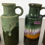Set of four vintage pottery fat lava vases "401-20" by Scheurich, Germany, 1970s