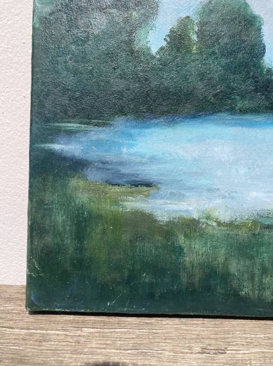 Old landscape painting / oil on canvas