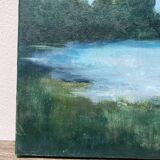 Old landscape painting / oil on canvas