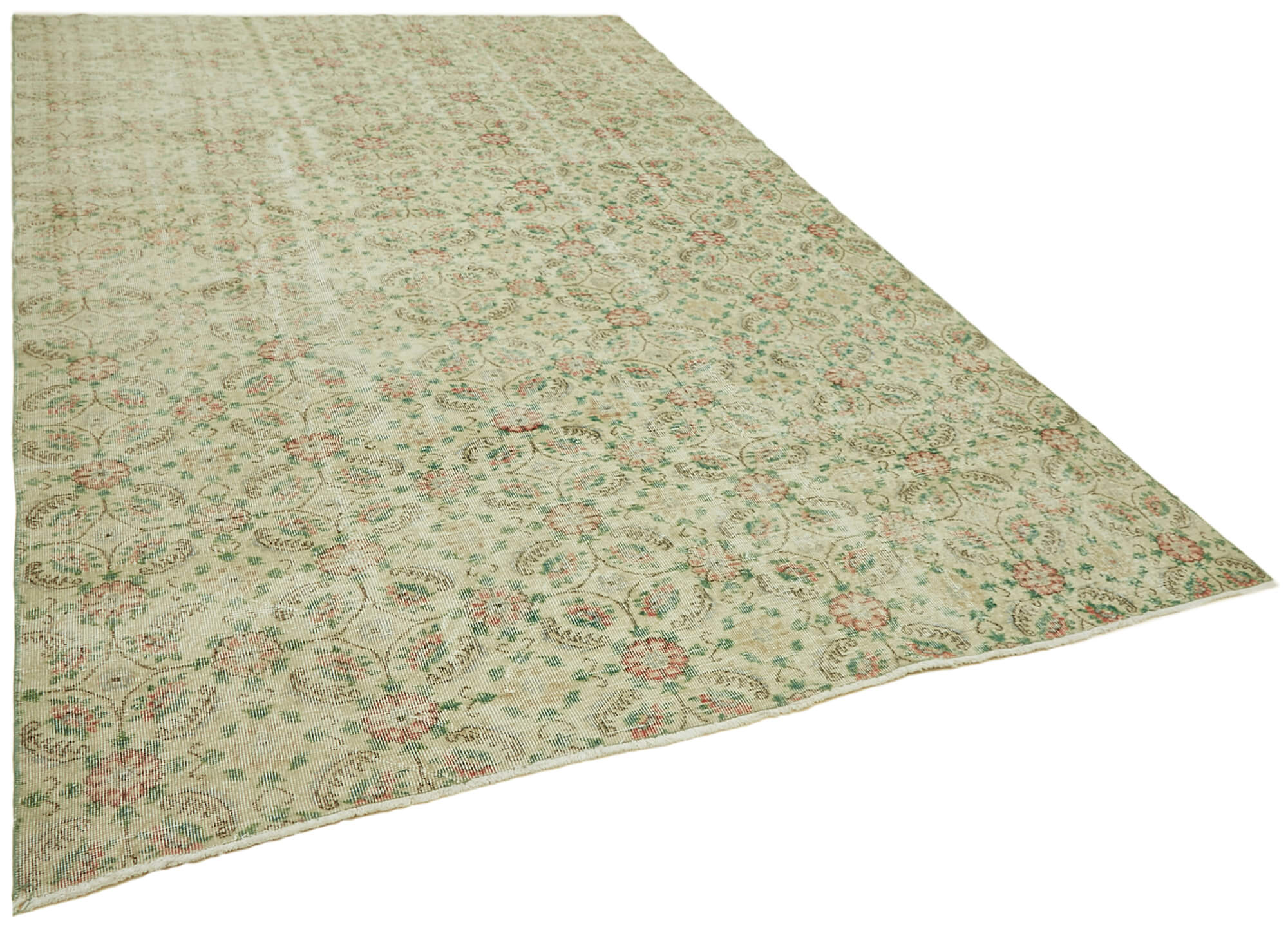 Handmade oriental contemporary 1980s 240 cm x 356 cm beige wool carpet