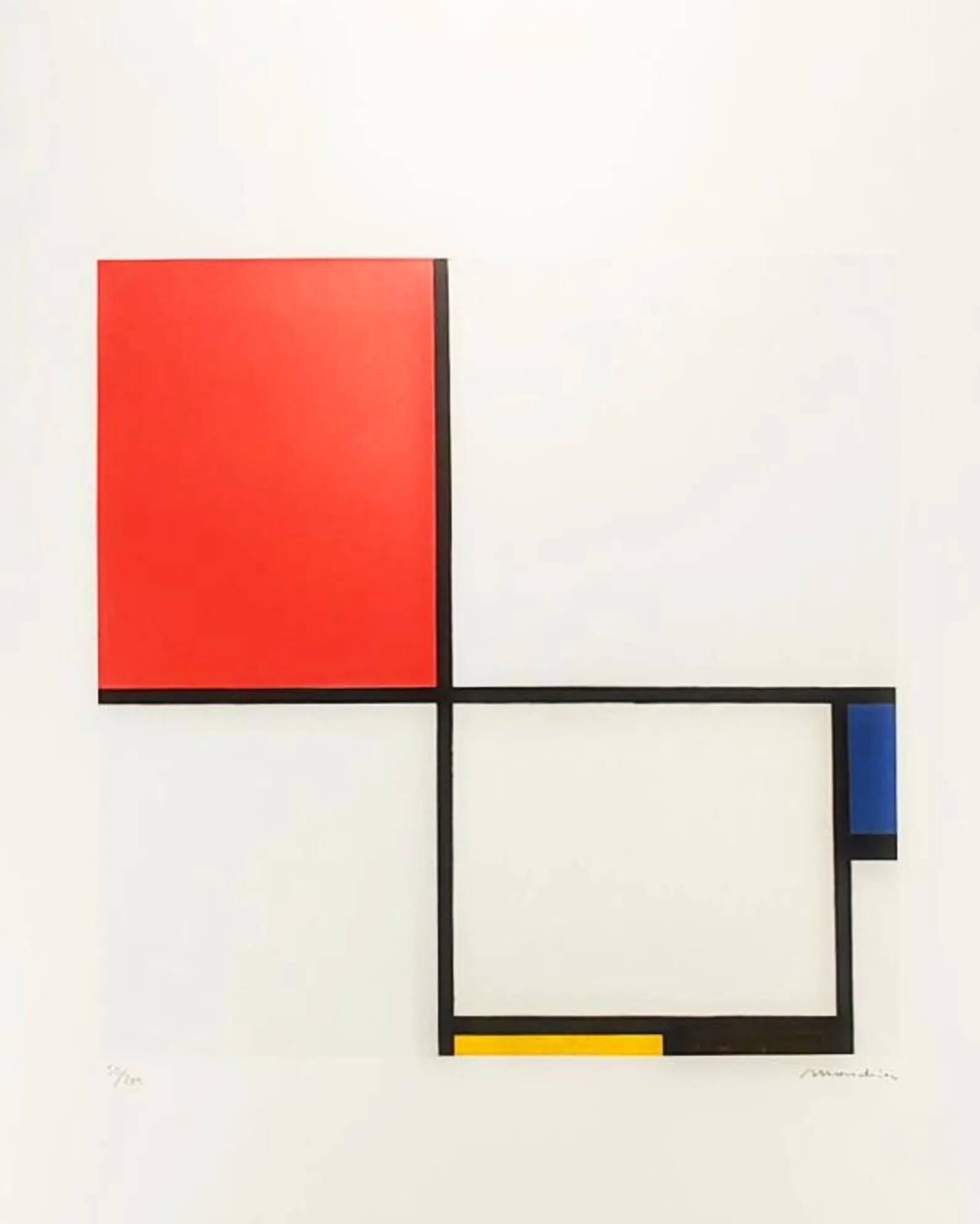 1970s Piet Mondrian Limited Edition Lithograph Numbered in Pencil.