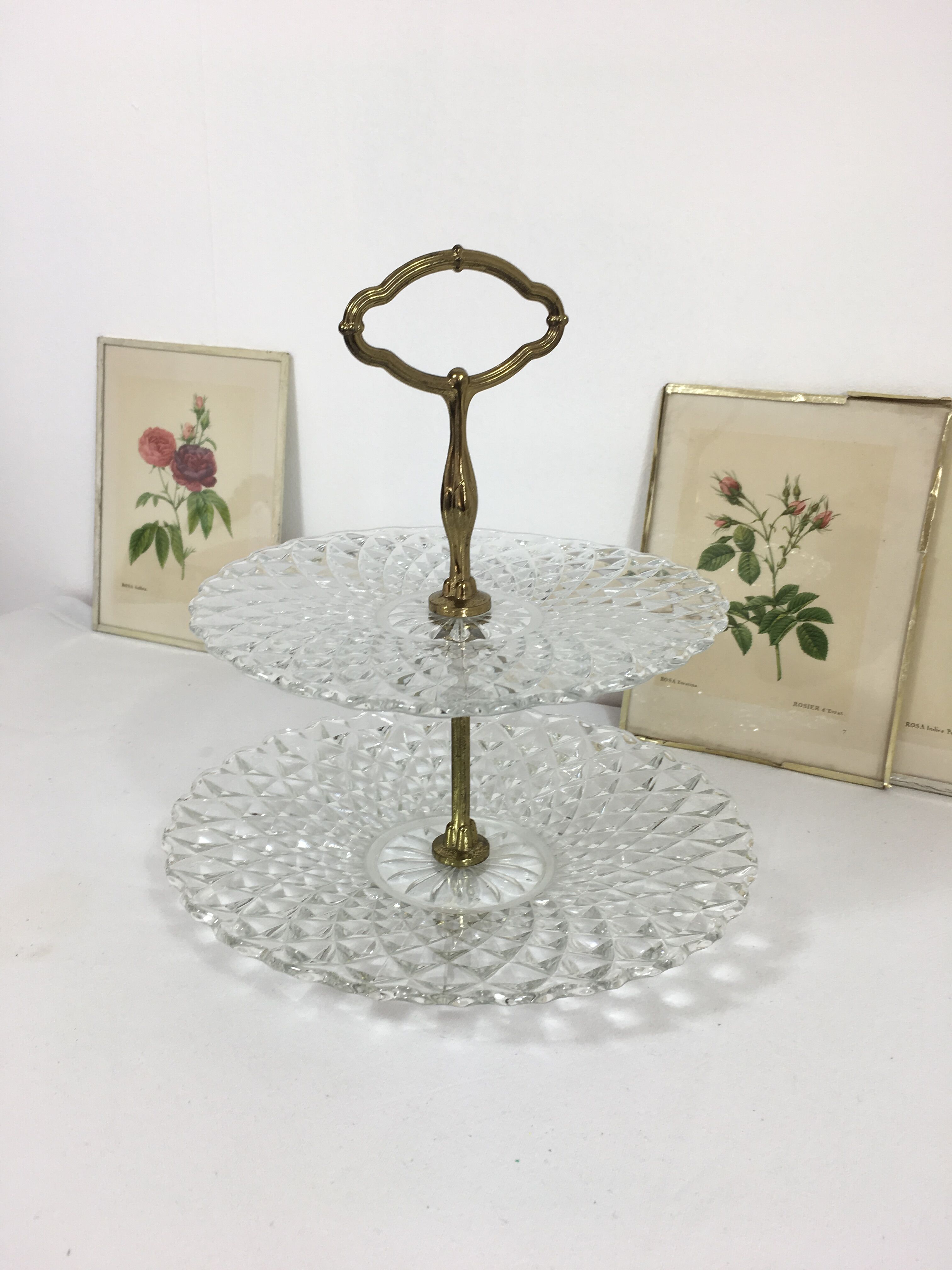 Présentoir 2 étages a gâteau Vintage