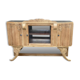 Vitrine vaisselier vintage en bois massif art déco 1940