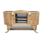 Vintage wooden display cabinet in Art Deco style from the 1940s.