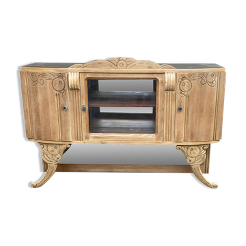Vintage wooden display cabinet art deco 1940s