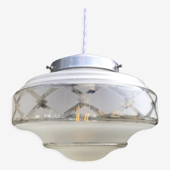 Vintage sandblasted glass pendant lamp