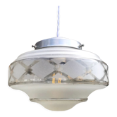 Vintage sandblasted glass pendant lamp