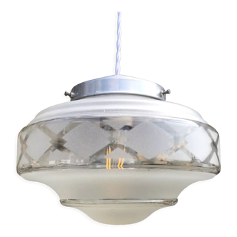 Vintage sandblasted glass pendant lamp