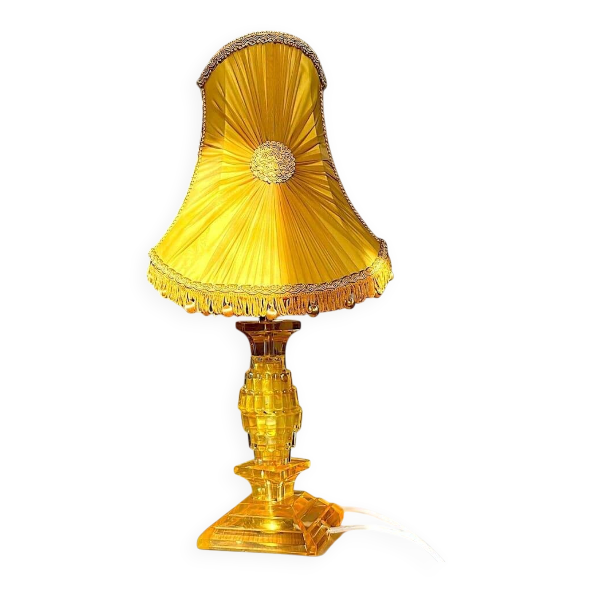 Lampe de table Hollywood Regency avec base en lucite