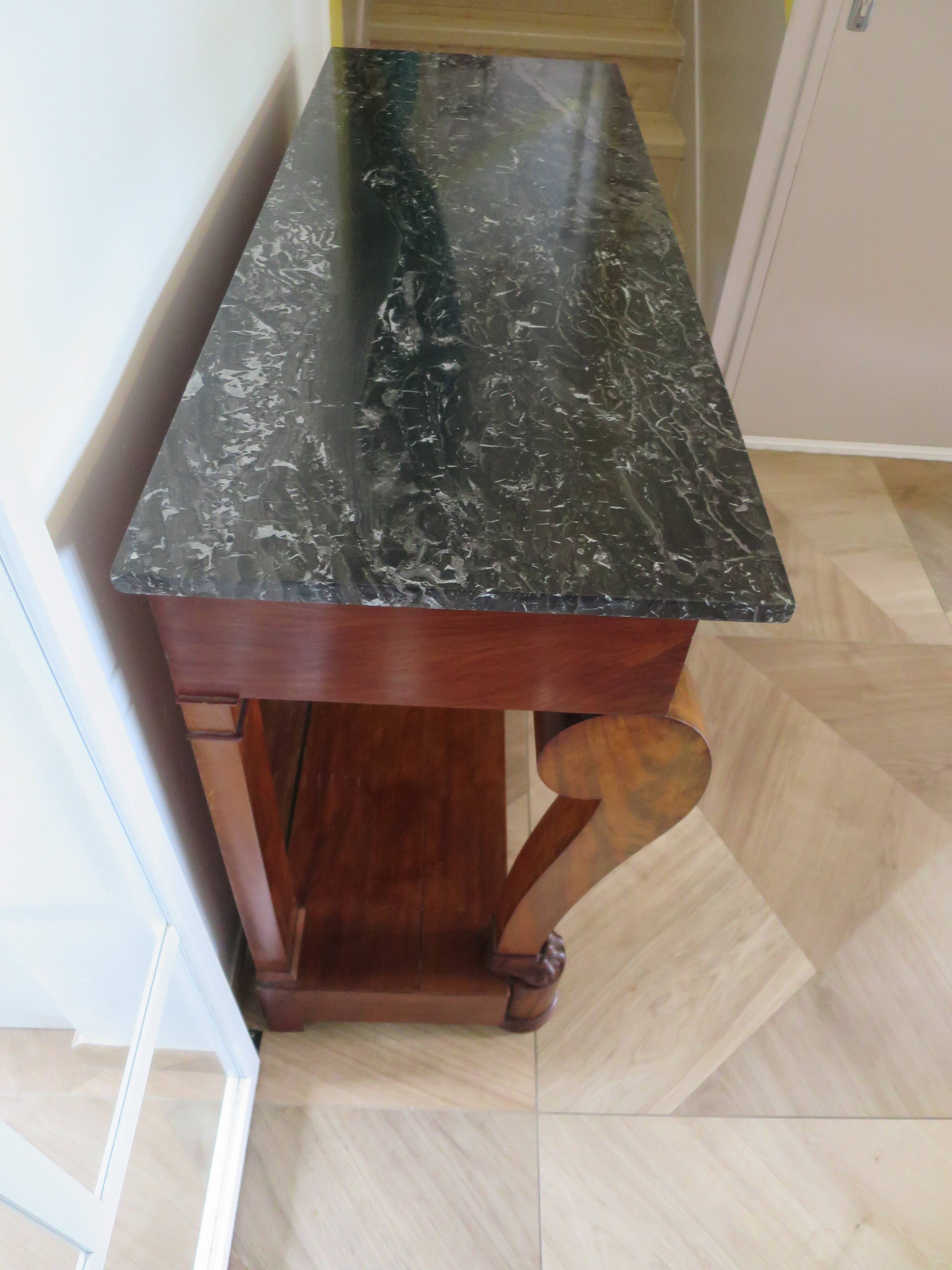 console-style empire/restauration-à crosses-fond de miroir-pieds griffes