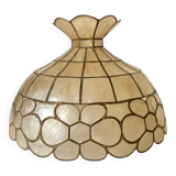 Abat jour, mother-of-pearl and brass suspension