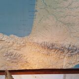Vintage on wooden frame relief map of France