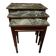 3 nesting tables in green marble and mahogany