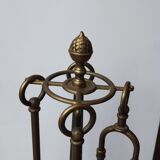 Serviteur de cheminée en laiton massif 4 accessoires.