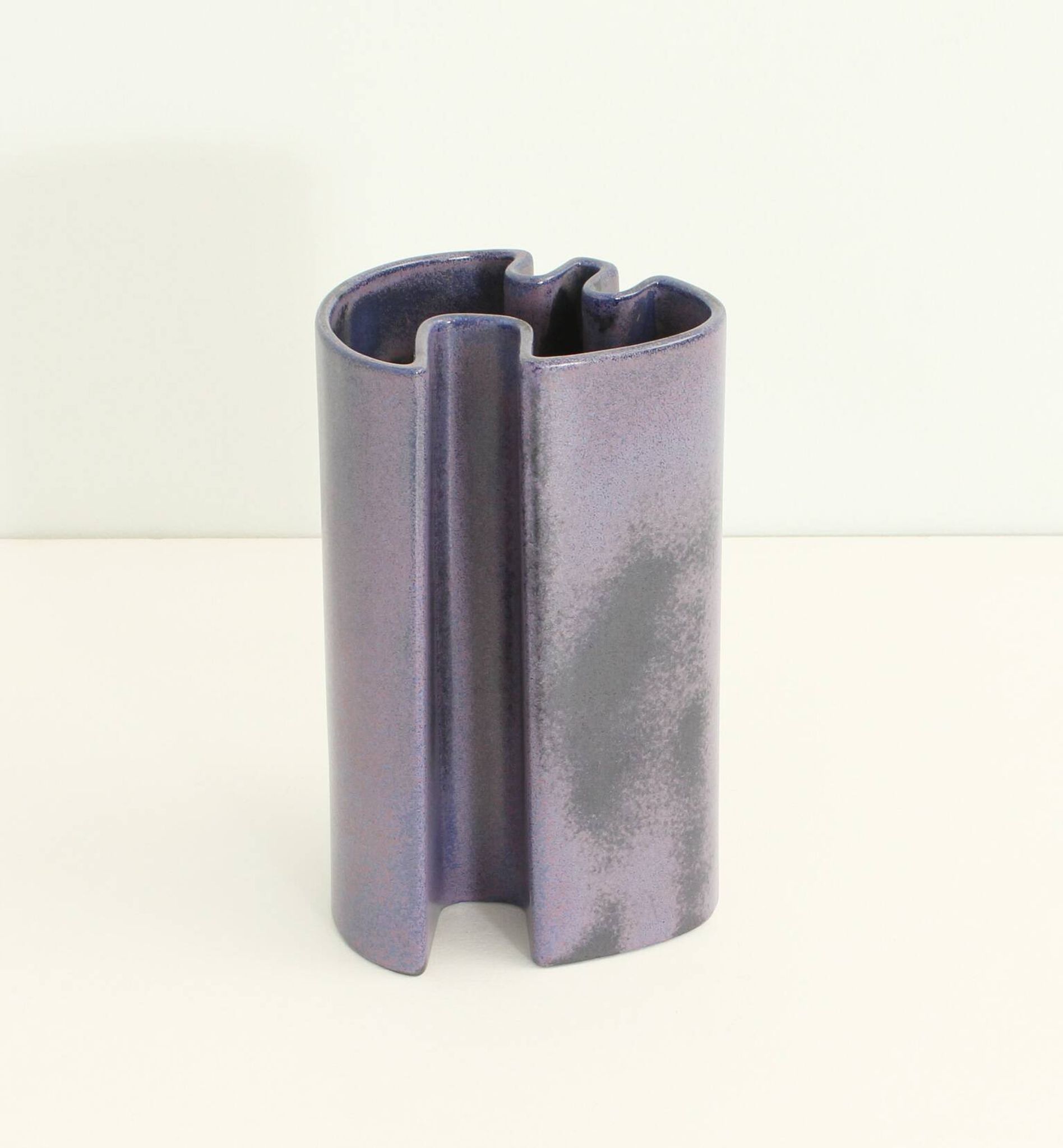 Multifaceted ceramic vase by Angelo Mangiarotti, Italy, 1968.