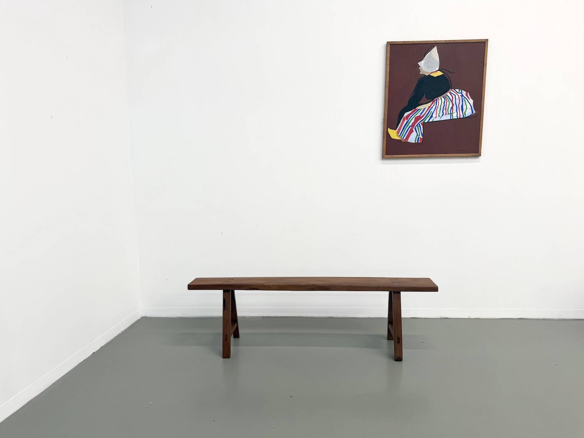 Restored solid walnut bench — 1950s