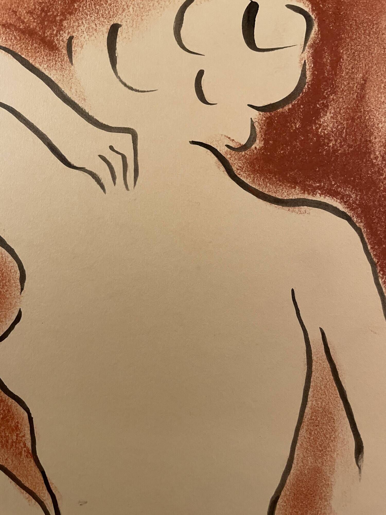 Signed painting in Chinese ink and art deco pastel, female portrait “the bath”