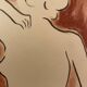 Signed painting in Chinese ink and art deco pastel, female portrait “the bath”