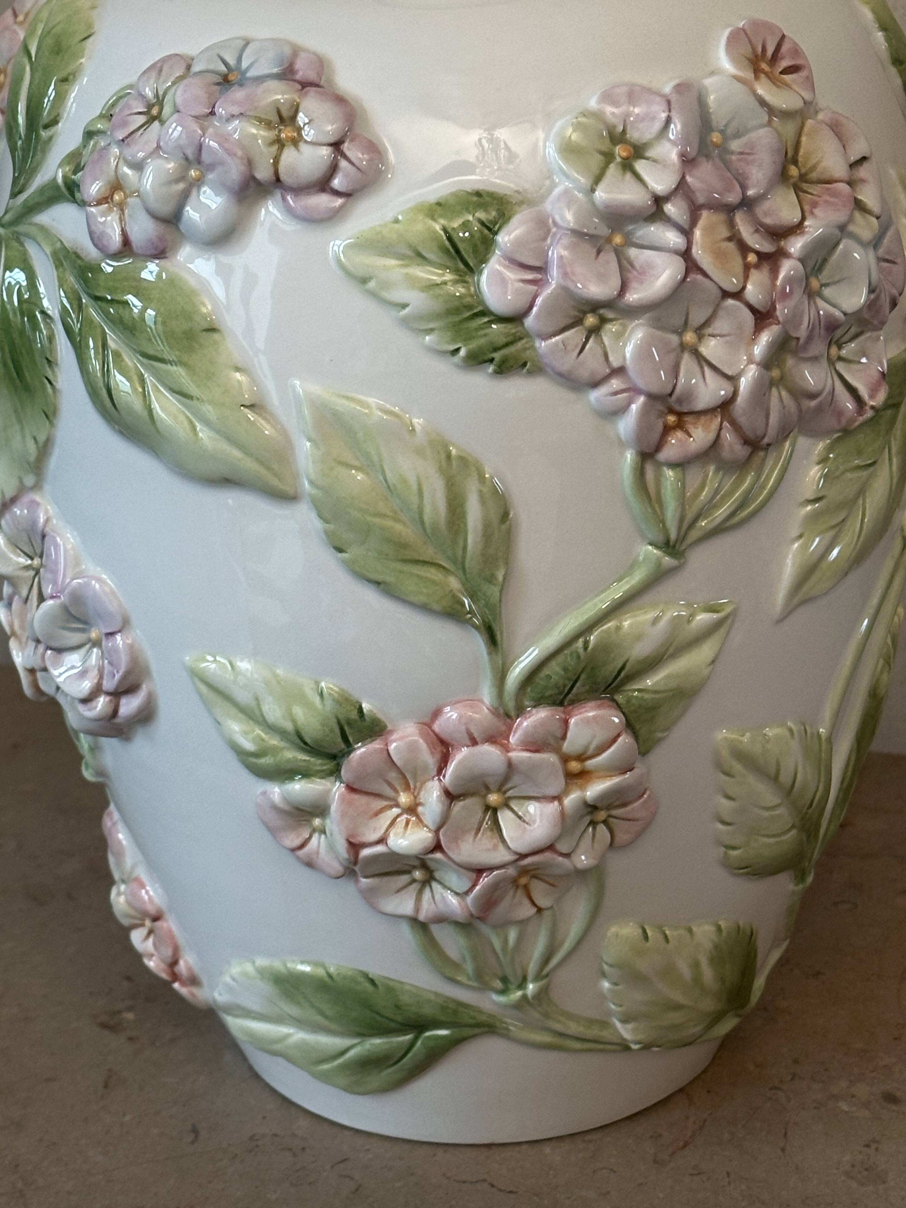 Chaumette Model Hortensias Lamp Base - Barbotine H 40 cm