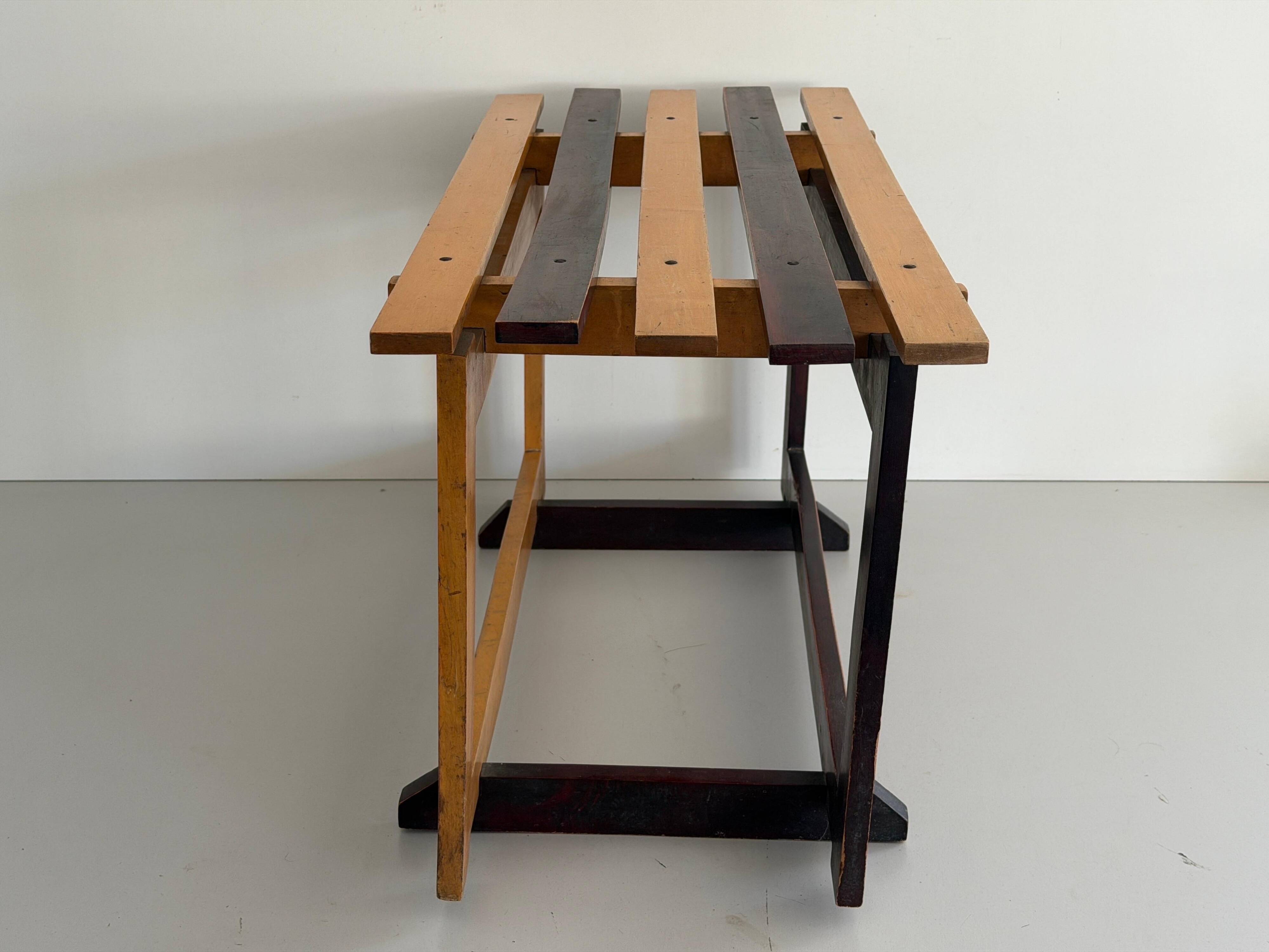 Mid-century Italian solid wood two-tone bench, 1950s, Italy