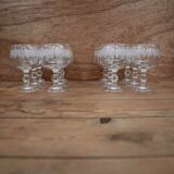 Set of 6 white wine/port glasses with grape and vine branch decoration cristal d'arc