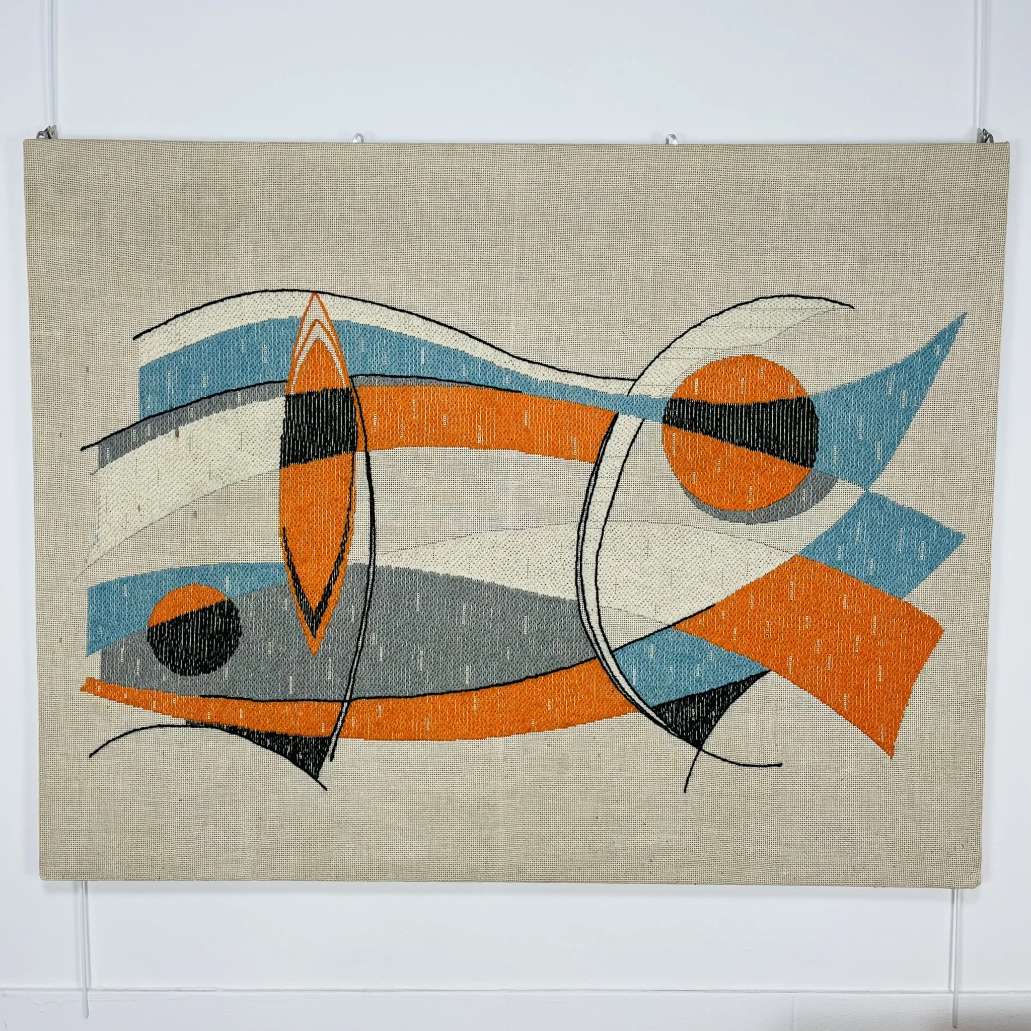 XL framed tapestry from the 60s, abstract patterns.