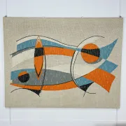 XL framed tapestry from the 60s, abstract patterns.
