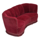 1960s, Danish 3-seater "Banan" sofa, original cherry-red furniture velour.