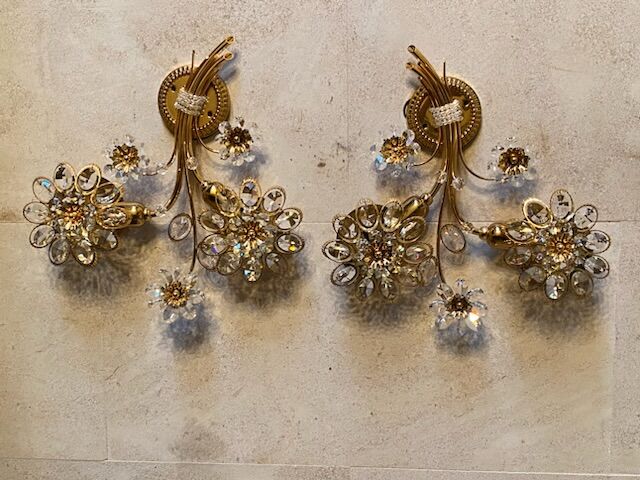 Pair of Palwa flower sconces