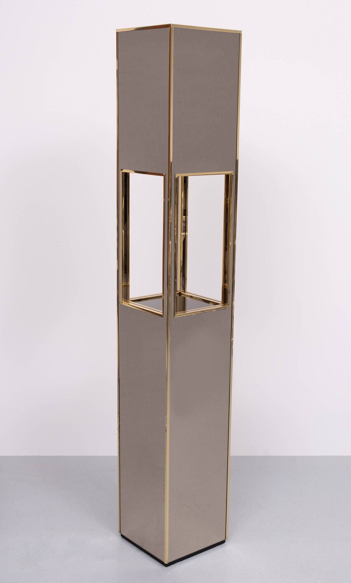 Floor lamp Pedestal Bronze Mirror Hollywood Regency 1970s