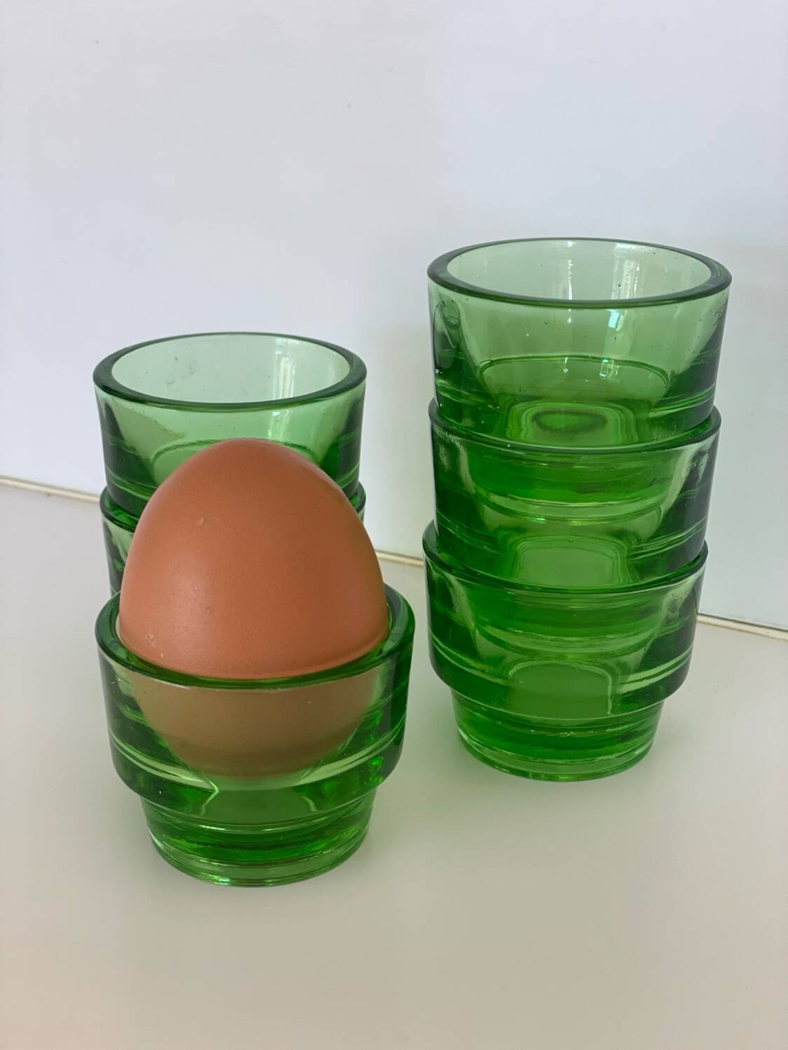 6 coquetiers verres à digestif Lever en verre vert