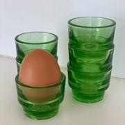 6 coquetiers verres à digestif Lever en verre vert
