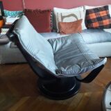 Vintage Swedish leather armchair signed Nelo