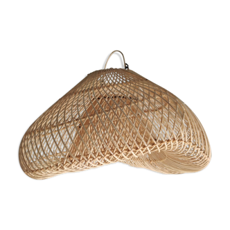 Small rattan lampshade in the shape of a braided hat