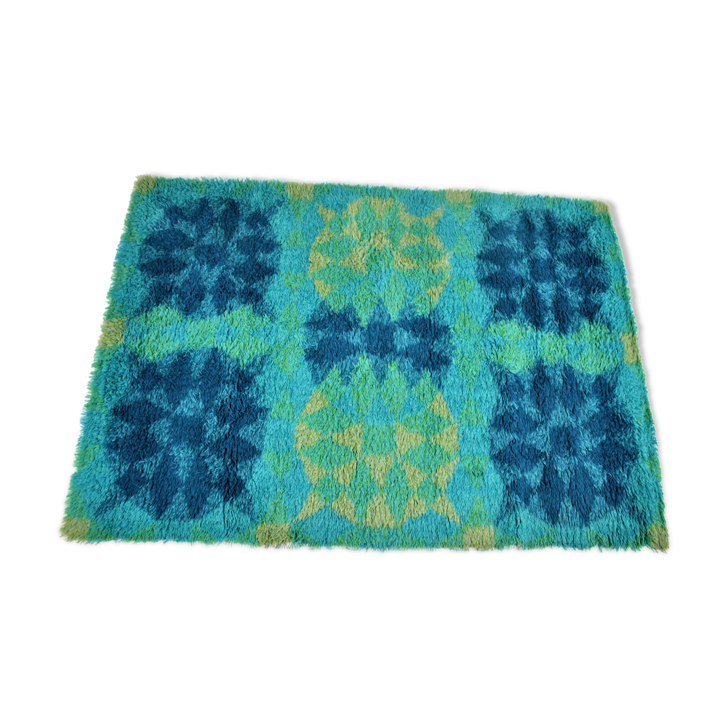 Retro Vintage wool hand-knotted carpet Sweden, 1960s / 70s 140x190cm