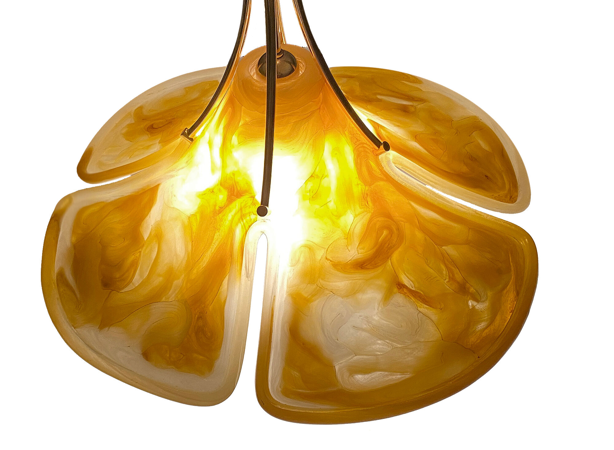 Adjustable vintage design XXL pendant lamp, brass plexiglass, 70s