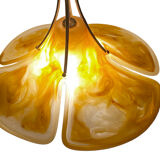 Adjustable vintage design XXL pendant lamp, brass plexiglass, 70s