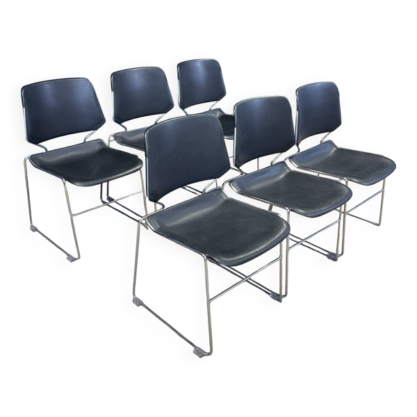 Lot de 6 chaises Matrix par par Tolleson pour Krueger années 70 usa