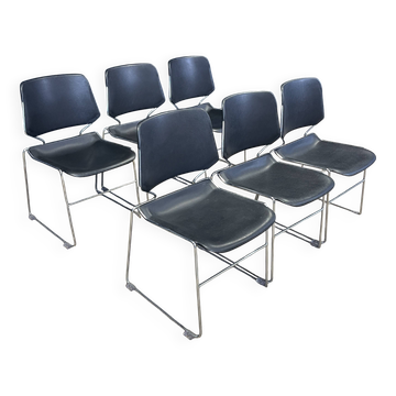 Lot de 6 chaises Matrix par par Tolleson pour Krueger années 70 usa