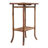 Bamboo and woven wicker table, vintage bamboo console, side table