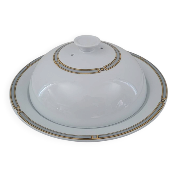 Beurrier Cloche  Pillivuyt en Porcelaine Décor Géométrique