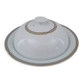 Pillivuyt Porcelain Butter Dish with Geometric Design