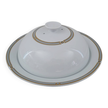 Pillivuyt Porcelain Butter Dish with Geometric Design