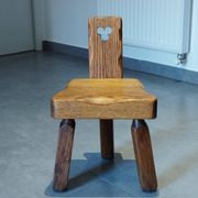 Tripod chair for children, Scandinavian chalet brutalist design.