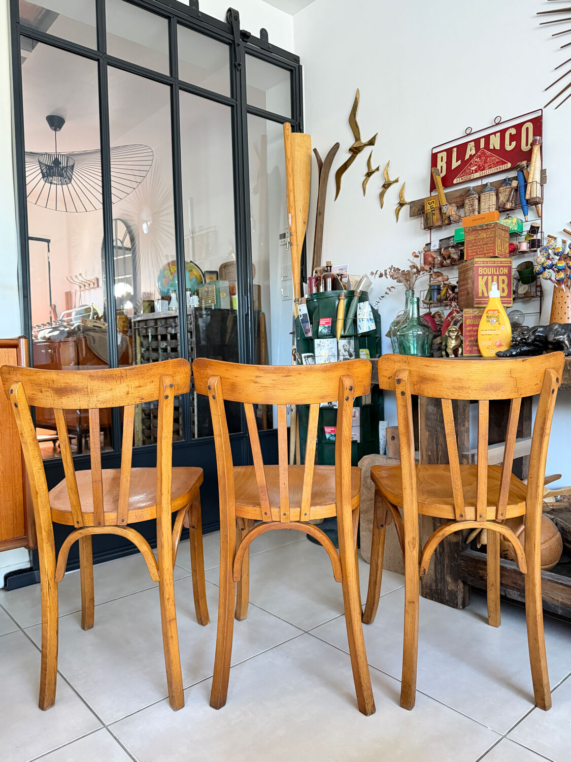 Set of 3 vintage Luterma bistro chairs