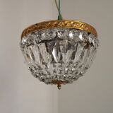 French Mid-Century Bronze and Crystal Bag Light – Flush Mount 5202