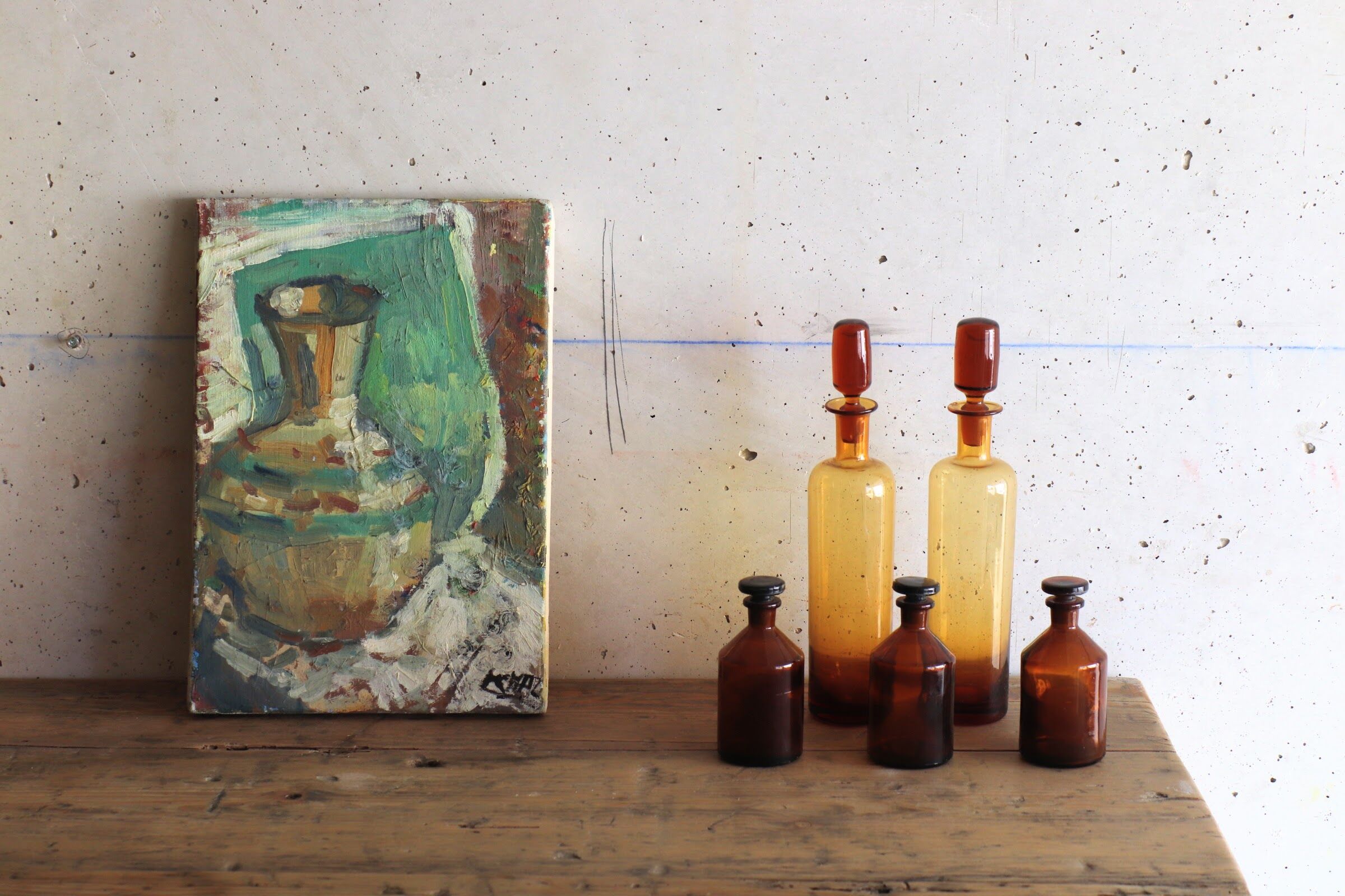 5 old pharmacy bottles