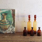 5 old pharmacy bottles